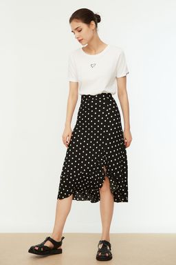 TRENDYOLMILLA K?rm?z? Bask?l? Buzgu Detayl? ve Volanl? Yuksek Bel Esnek Etek TWOSS21ET0029 фото 12