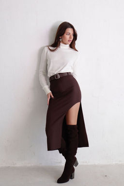 11591 Юбка с вырезом кофейная - Martichelli фото 10