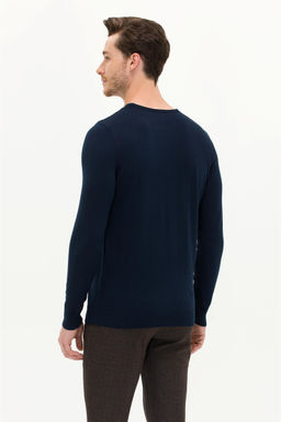 Мужской базовый трикотажный свитер темно-синего цвета с круглым вырезом Неожиданная скидка в корзине - U.s. polo assn фото 5