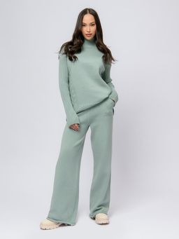 Брюки трикотажные мятного цвета свободного кроя