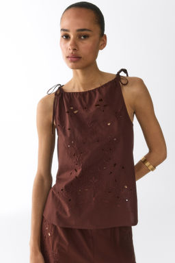 Top con bordado ingl?s y tirantes de lazo - H&m фото 2