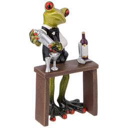 ФИГУРКА ДЕКОРАТИВНАЯ ЛЯГУШКА-БАРМЕН 9,5Х6,5Х16,2 СМ