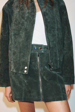 FALDA MINI 100% PIEL ANTE SET / Verde medio - Zara фото 7