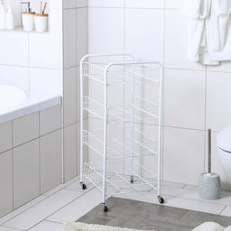 Этажерка напольная 4-х секционная Доляна, на колёсах, 31×34×77 см, белая