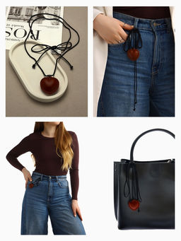 Чокер/кулон на шнурке Сердечко кожа, трансформер, цвет коричневый, 150 см