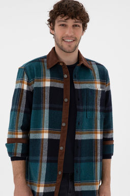 Мужская темно -зеленая рубашка с длинным рукавом 1 бесплатно для 1 зоны в рубашках - U.s. polo assn фото 3