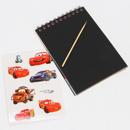 Блокнот - гравюра на новый год «Молния Маккуин», 10 листов, лист наклеек, Тачки