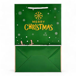 Цена за 2 шт. Пакет ламинированный подарочный с окном «Дед мороз» 24×35×14 см, зелёный