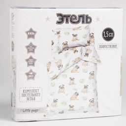 Постельное бельё Этель 1,5 сп Мопсы 143х215 см, 150х214 см, 50х70 см -1 шт, 100% хлопок, бязь  фото 5