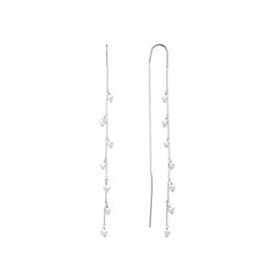 Серьги цепочки из серебра с натуральным жемчугом