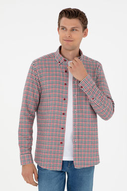 Мужская красная рубашка с длинным рукавом Неожиданная скидка в корзине