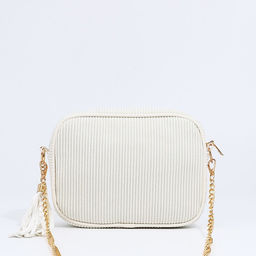 Сумка женская кросс-боди на молнии, 20×7×15 см, на цепочке, бежевая