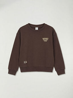 Bisiklet Yaka Bask?l? K?z ?ocuk Sweatshirt