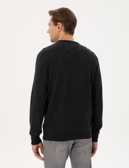 Antrasit Melanj Slim Fit Bisiklet Yaka Ka_mir Triko Kazak - Pierre cardin фото 5