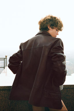 WASHED EFFECT LEATHER JACKET - Zara фото 5