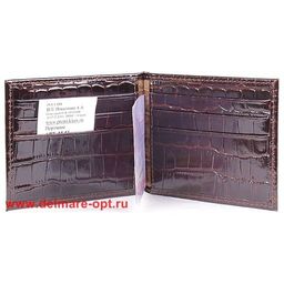 Зажим для купюр Premier-М-53 натуральная кожа (8 карм), коричн.темный крокодил (83) 105228 фото 3