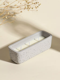 Свеча в вулканическом подсвечнике "Ящик" 3 хлопковых фитиля, серая 5,2х15х4,7 см