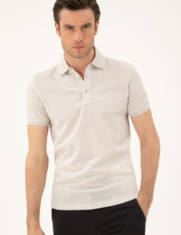 A__k Gri Slim Fit Polo Yaka Merserize T-shirt