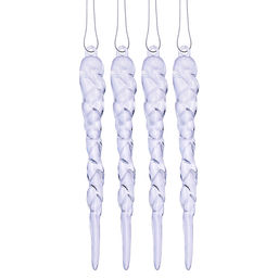 Набор новогодних украшений "Прозрачные сосульки" (4шт х 12,2см)