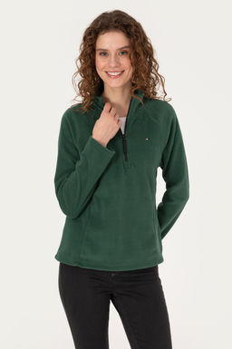 Kad_n Koyu Ye_il Fermuarl_ Dik Yaka Polar Sweatshirt - U.s. polo assn фото 3