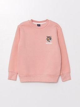 Bisiklet Yaka Bask?l? Uzun Kollu Erkek ?ocuk Sweatshirt
