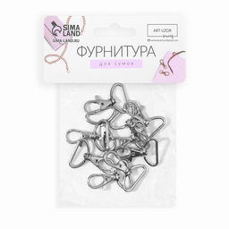 Карабин металлический, 41 30 мм / 25 2 мм, 10 шт, цвет серебряный - Арт узор фото 4