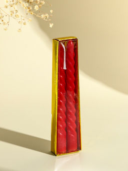 Цена за 4 шт. Набор свечей витых, 1.5×15 см, 2 шт., красный