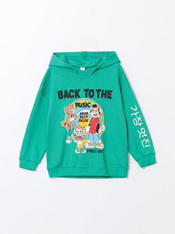Kap??onlu Nastoljik Maymun Bask?l? Erkek Bebek Sweatshirt