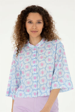 U. S. Polo Assn / Женская голубая рубашка с длинным рукавом - U.s. polo assn фото 3