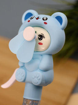 Портативный механический ручной вентилятор Interesting kitty, blue