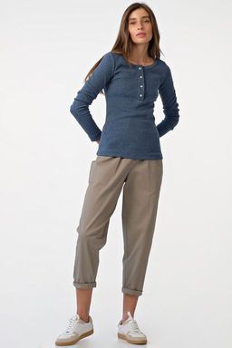 Лонгслив трикотажный с пуговицами из хлопка бордовый - Fly фото 12