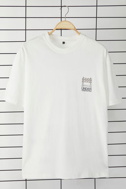 TRENDYOL MAN Ekru Oversize/Genis Kesim %100 Pamuklu Bask?l? T-Shirt TMNSS25TS00114 - Trendyolmilla фото 4
