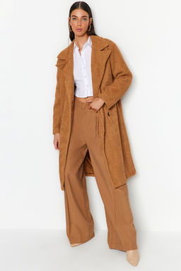 Camel Oversize Genis Kesim Uzun Buklet Kaban TWOAW24KB00037