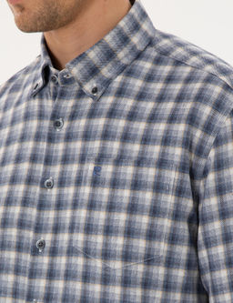 Рубашка Pierre Cardin Regular Fit синяя с длинным рукавом