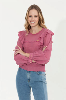 Женская розовая рубашка с длинным рукавом Неожиданная скидка в корзине