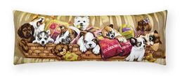 Игривые щенята в корзине- гобеленовая наволочка