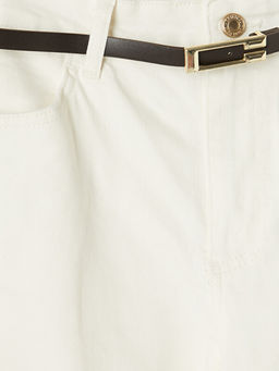 Beli Kemerli Wideleg Kad?n Jean Pantolon