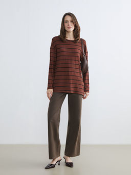 Bisiklet Yaka ?izgili Kad?n Ti??rt