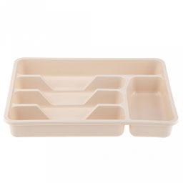 Лоток для столовых приборов пластмассовый 34х27х5см, молочный (Россия)