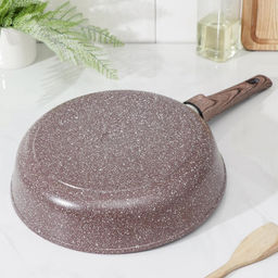 Сковорода Доляна «Брауни», d=28 см, съёмная ручка, стеклянная крышка, антипригарное покрытие, индукция, алюминий, коричневая
