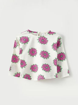 Bisiklet Yaka Uzun Kollu Bask?l? Pamuklu K?z Bebek Sweatshirt 2li - Waikiki фото 3