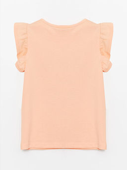 Bisiklet Yaka Bask?l? K?sa Kollu K?z ?ocuk Ti??rt - Waikiki фото 2