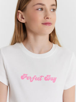 Футболка для девочек белая с принтом в виде надписи Perfect day - Mark formelle фото 5