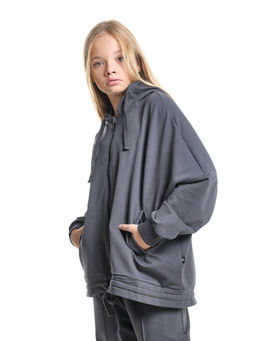 Толстовка на молнии с капюшоном 22-7640 серый - Mini maxi фото 24