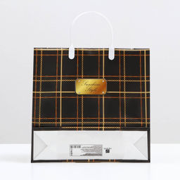 Цена за 10 шт. Пакет "Черно-золотая клетка", мягкий пластик, 30 x 30 см, 120 мкм