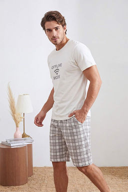 Ta_ Regular Kesim Ekose/Kareli Pamuklu Bask_l_ _rme Pijama Tak_m_ TMNSS26PT00055 - Trendyolmilla фото 2
