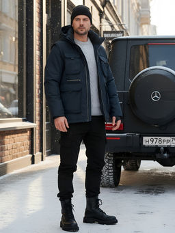 Куртка - жилетка трансформер 2 в 1 мужская зимняя темно-синего цвета 2409TS - Mtforce фото 39