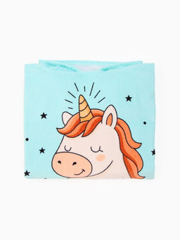 Полотенце - пончо детское LoveLife «Единорог», махра, 100% хлопок 300 г/м, 60×120 см, голубое