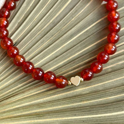 Браслет со вставкой "Сердце" из Сердолика 17 см