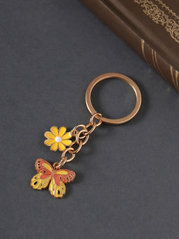 Цена за 2 шт. Брелок для ключей на кольце Бабочка и цветок, металл, эмаль, 9 см - Simaland фото 2